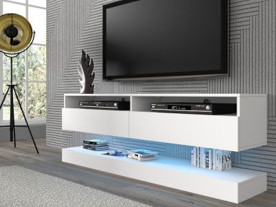 Двойная полка тумба белая в современный салон DUO 160